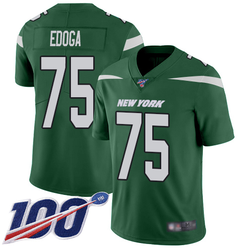 New York Jets Limited Green Youth Chuma Edoga Home Jersey NFL Football #75 100th Season Vapor Untouchable